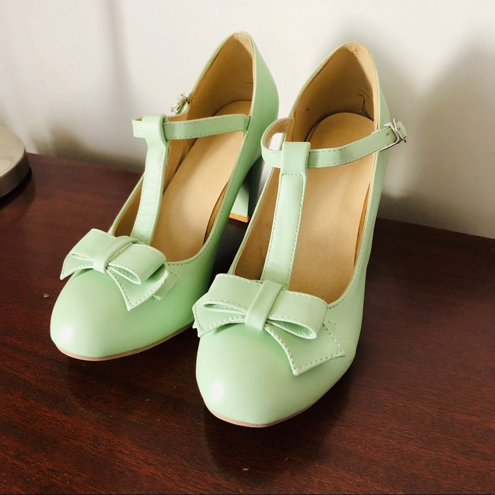 Adorable Mint T-Strap Heels